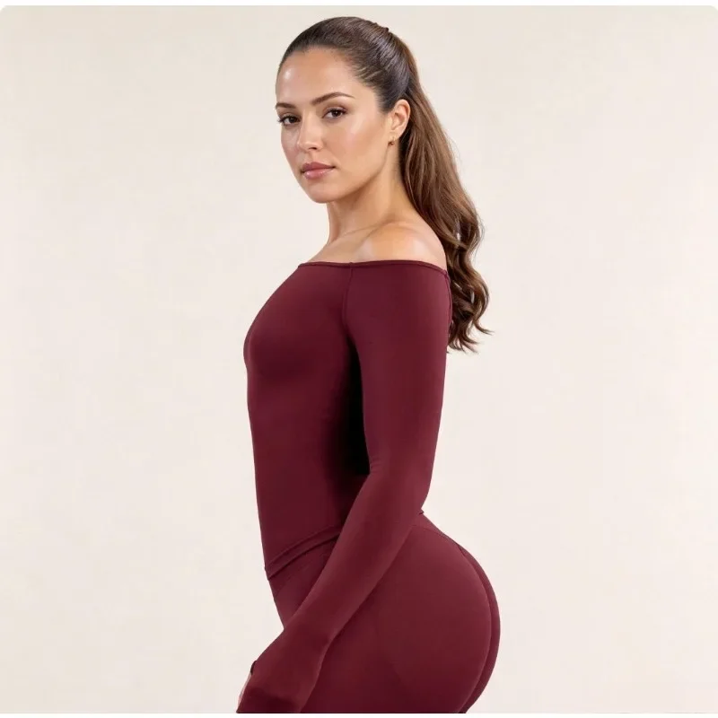 Womens Off Shoulder Long Sleev - Yoga Of Fitness ulasan dan harga