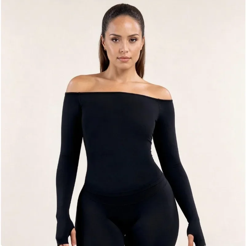Womens Off Shoulder Long Sleev - Yoga Of Fitness ulasan dan harga
